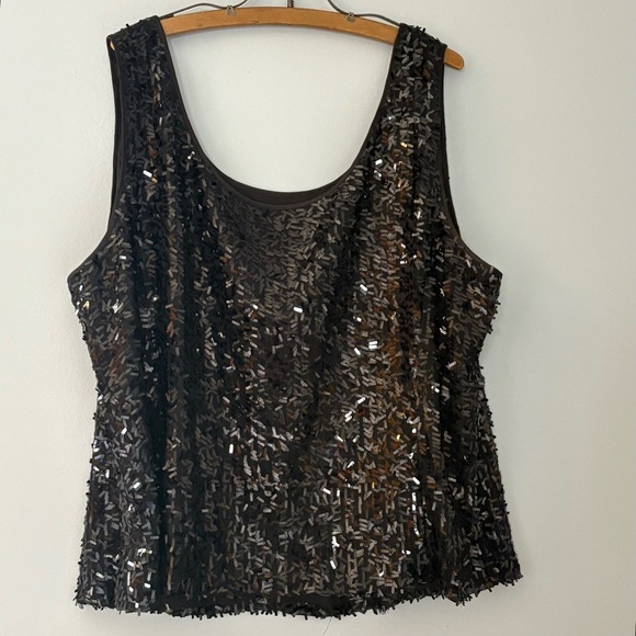 Tahari Luxe Black Sequin Tank Top Plus Size 22W - Picture 4 of 6